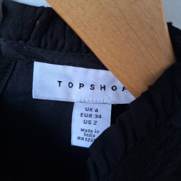 TOPSHOP Black High Neck Prairie Top - Picture 6 of 9